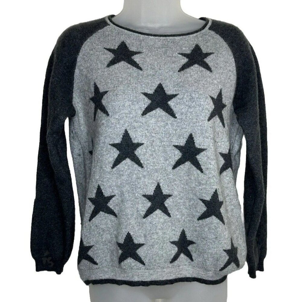 Bartolini Wool Cashmere Blend Sweater Star Pattern Womens Small Gray Italy